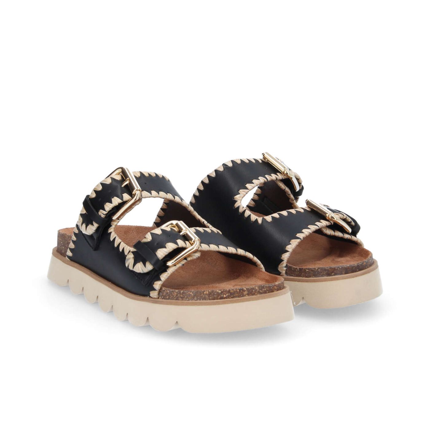 SANDY EDGE W - SOFT/RAPHIA - NOIR/BEIGE